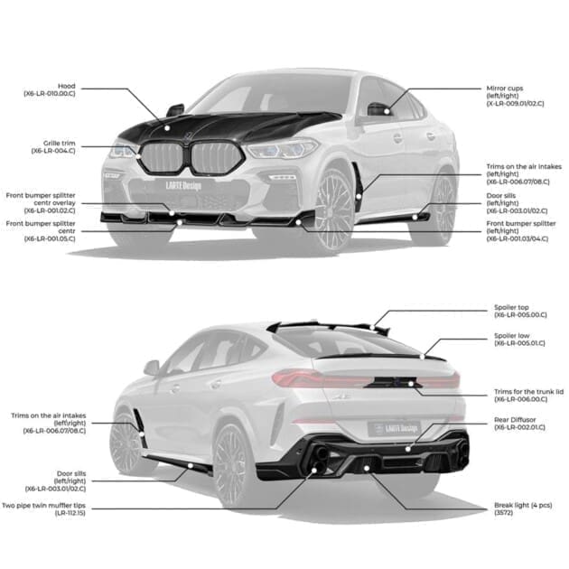 Larte Design Carbon Motorhaube BMW G06 X6 mit GTR Luftauslässen